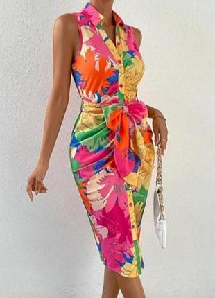 Платье миди 
цветочный принт