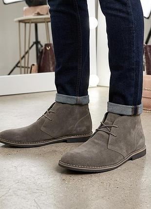 Черевики туфлі весна осінь чоловічі шкіряні коричневі замша dunnes leather шкіра кофейного кольору на шнурках низька підошва 45 розмір