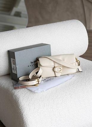 Сумка сумочка женская бежевая из натуральной кожи coach