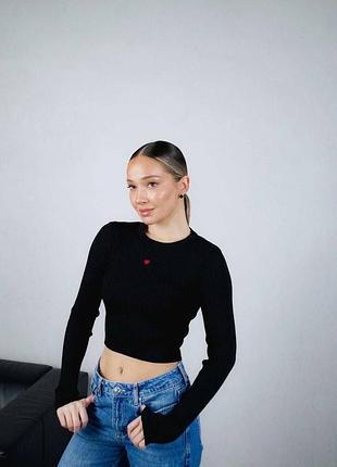 Ніжний жіночий топ «серце» з довгими рукавами