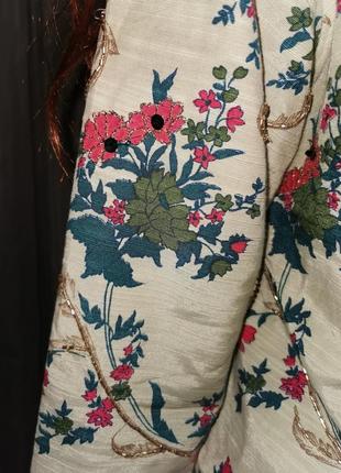 Жакет з бісером люрексом вишивкою у квіти коттон віскоза indigo moon в етно стилі бохо6 фото