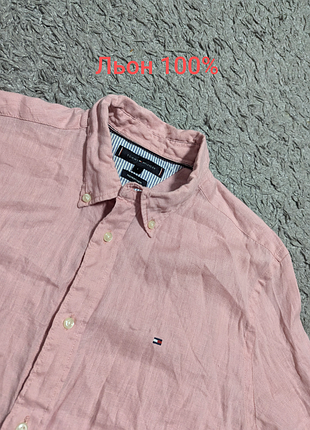 Рубашка tommy hilfiger, size l, лен 100%, состояние идеальное, плечи 47 подмышки 58 рукав 65 длина 75