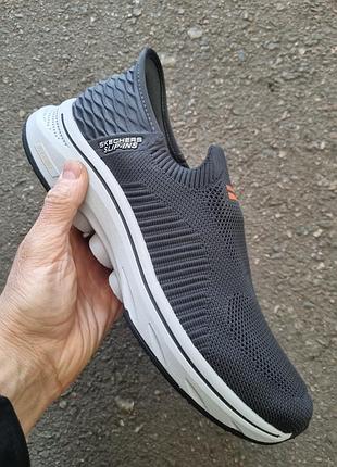 Кроссовки мужские летние (skechers) скечерс без шнурка, сквозная