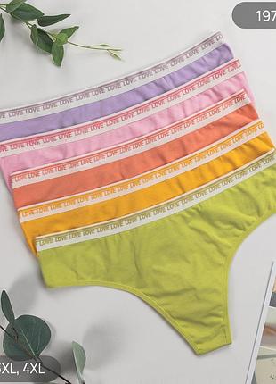 Женские хлопковые трусы стринги nicoletta батал, комплект (5 шт) размеры: 2xl, 3xl
