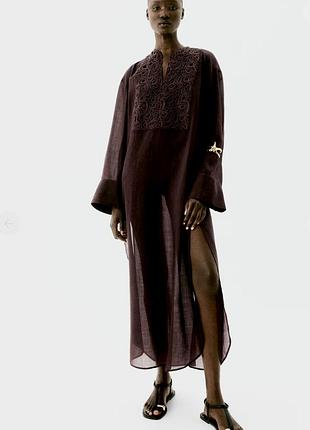 Платье-кафтан h&m edition из 100% рами