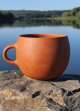 Чашка керамическая из красной глины, ручная работа, живая чашка