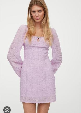 Платье мини h&amp;m лилового цвета жатка