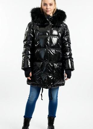 Стильная зимняя куртка oversize с мехом (новая