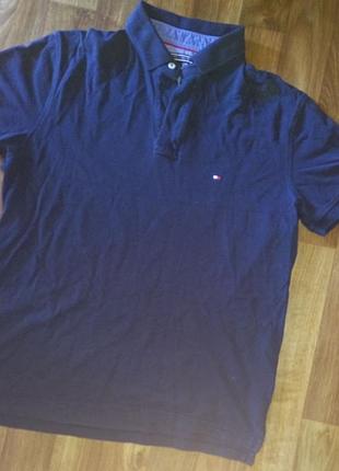 Темно-синя поло tommy hilfiger | premium 40’s two ply cotton