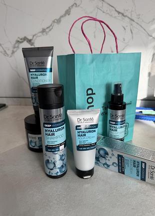 Шампунь для глибокого зволоження волосся dr. sante hyaluron hair deep hydration набір повний