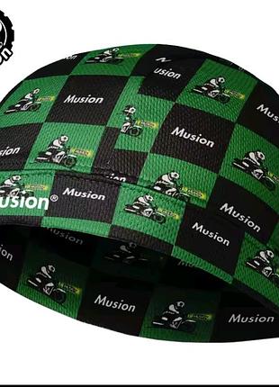 Мото подшлемник musion racing - летняя потоотводящая шапочка (зеленая клетка / panda design)