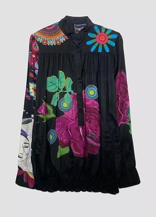Блуза черная в цветах desigual