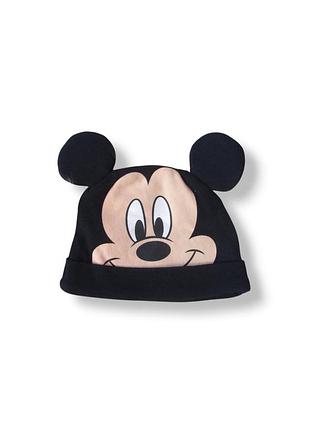 Черная легкая шапка с ушками микки маус mickey mouse primark disney 0-6 мес