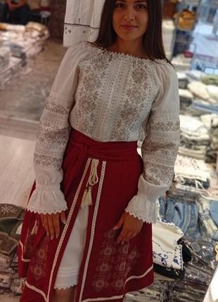 Женское этно платье вышиванка с красной плахтой размер s, m, l