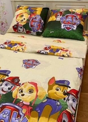 Полуторный детский комплект постельного белья из бязи голд "патруль бежевый"