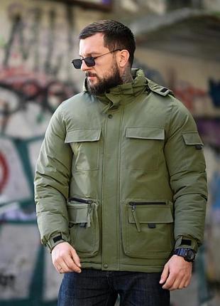 Зимова чоловіча куртка lux oliva пп8101(k1 4 - 01)