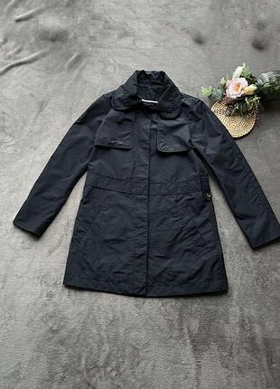 Тренч плащ міді bally темно синій на гудзиках оригінал комір стійка