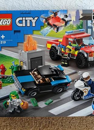 Новий набір  конструктор lego  city 60319 пожежна служба та поліцейська погоня (оригінал)