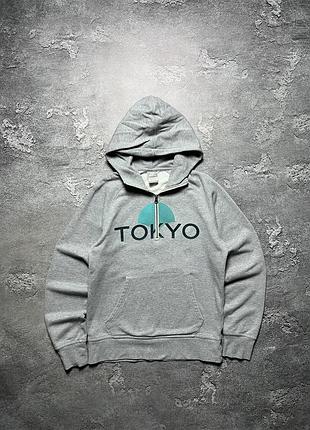 90x винтад винтажный худи кофта с капюшоном 1/4 zip nike tokyo big swoosh big logo lampas найк токио биг свуш биг лого большой логотип на лампасах s m