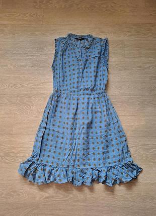 Красивое летнее натуральное хлопковое хлопковое нежное платье с рюшей снизу paris atelier &amp; other stories