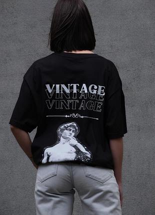 Футболка женская с принтом vintage черная