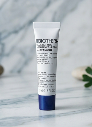 Ночная сыворотка для лица против морщин biotherm blue resurface + retinol serum night, 5 мл.