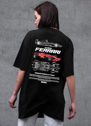 Футболка женская с принтом ferrari черная