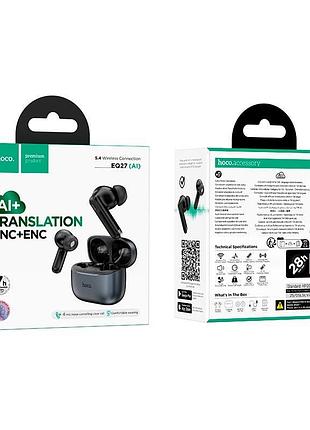 Наушники hoco eq27 ai translation bluetooth 5.4 anc+enc беспроводные черные