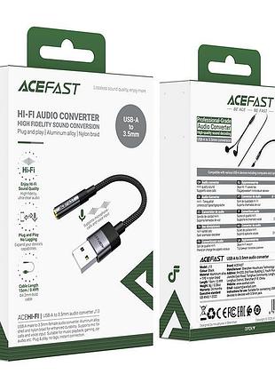 Переходник acefast j13 usb-a to 3.5mm audio converter 0.15m черный