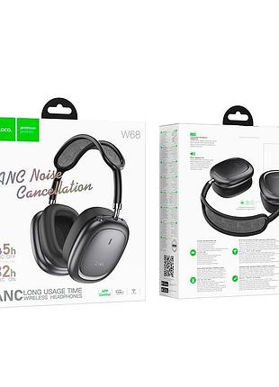 Наушники hoco w68 anc беспроводные bluetooth 6.0 / aux управление через приложение серые