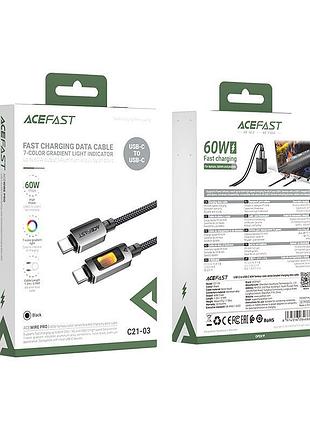 Кабель acefast c21-03 usb-c to usb-c charging data cable 60w/3a 1.2m чорний