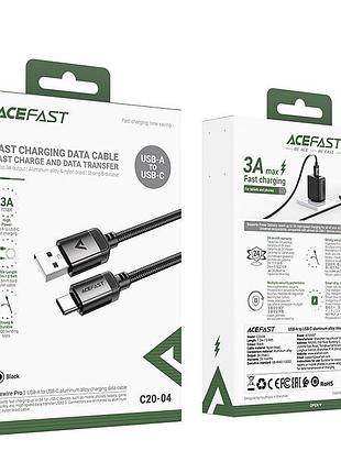 Кабель acefast c20-04 usb-a to usb-c aluminum alloy charging data cable 3a 1.2m черный