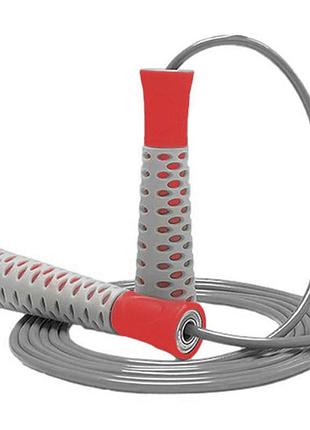 Скакалка powerplay 4206 jump rope pro+ серо-красная (2,75m.)