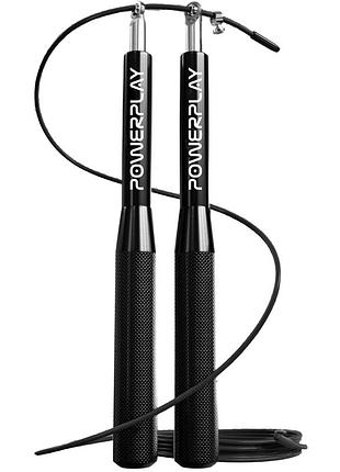 Скакалка скоростная на подшипниках алюминиевая powerplay 4207 elite jump rope черная (3m.)