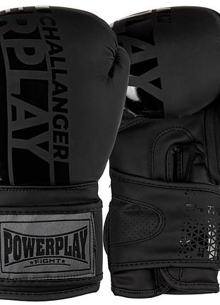 Боксерские перчатки powerplay 3086 matt challenger черные 10 унций