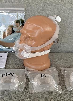 Ротоносова сіпап маска philips dreamwear full face mask розмір основи рамки - med у комплекті 4 шт. насадок: у розмірі - l, m, mw, s нова маска.