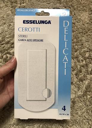 Медичні пластирі esselunga cerotti delicati steril 4 шт 10*20 см