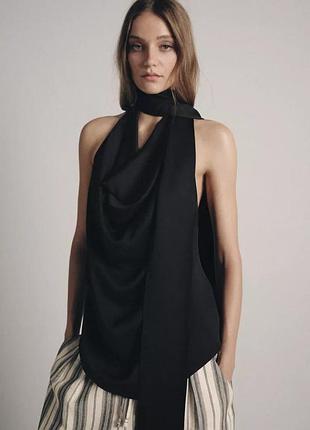 Топ-холтер zw collection с шарфом и бахромой