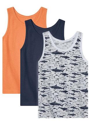 Майка бельевая набор 3шт. ажурные для мальчика lupilu ecoprint 371717-1 110-116 см (4-6 years) комбинированный