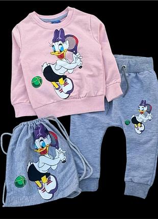 Костюм 3в1: світшот, штани, сумочка "дейзі", двунитка тм "disney"