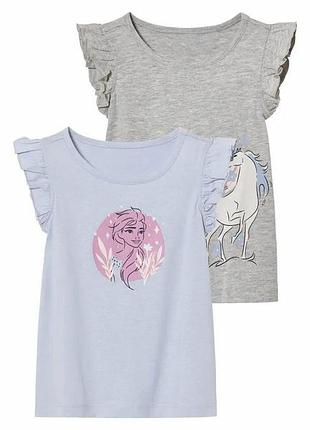 Футболка набор 2шт. хлопковые для девочки disney frozen 463977 122-128 см (6-8 years) комбинированный