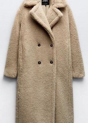 Шуба жіноча zara, розмір s-m, штучна овчина, бежевий колір