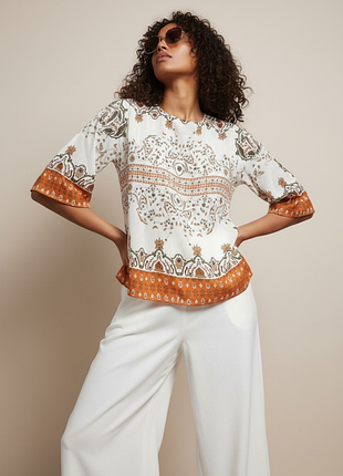 Блуза летняя комбинированная в принт massimo dutti