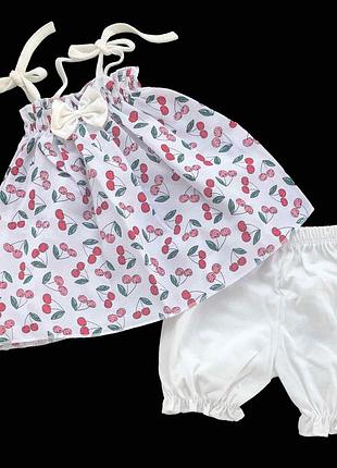 Костюм 2в1: туника, шорты "cherry", хлопок тм "mini love"