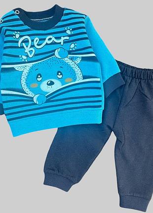 Костюм 2в1: свитшот, брюки ""bear", двунитка с начесом тм "tr"