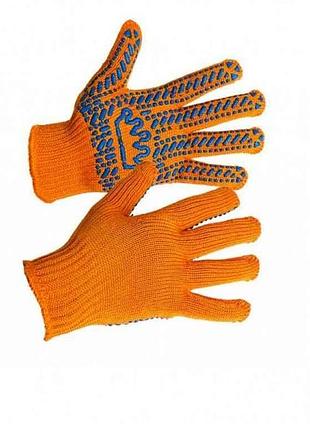 Перчатки рабочие 5612 оранжевый с синей пвх корона 10р. тм viva trade