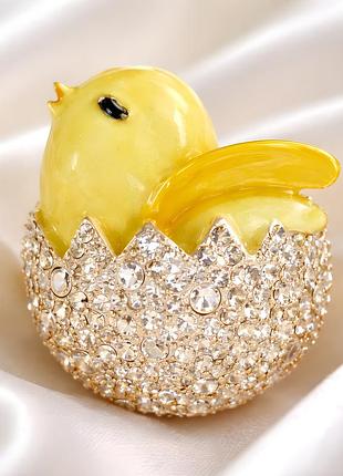 Брошка курчатко в яйці з кристалами, мила брошка пташка 🐥✨