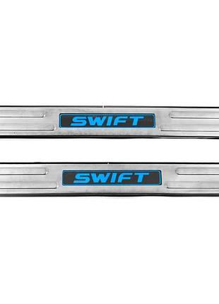Накладки на пороги libao led (2 шт, нержавейка) для suzuki swift 2010-2017 гг