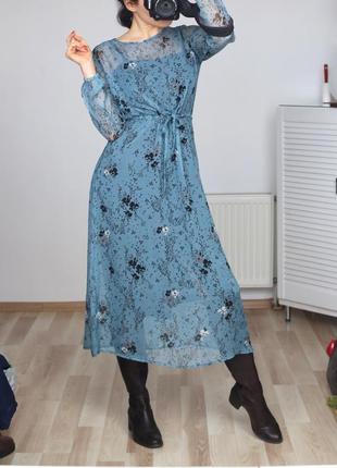 Красивое шифоновое платье оверсайз в цветочный принт junarose высокая посадка4 фото
