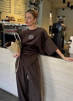Хіт продажу 🔥жіночий велюровий костюм oversize — сірий, шоколад — 42–44, 46–48